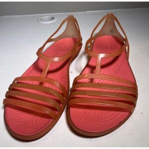 Crocs Isabella Sandals Women's Sz 10 Flats Pink & Orange Strappy